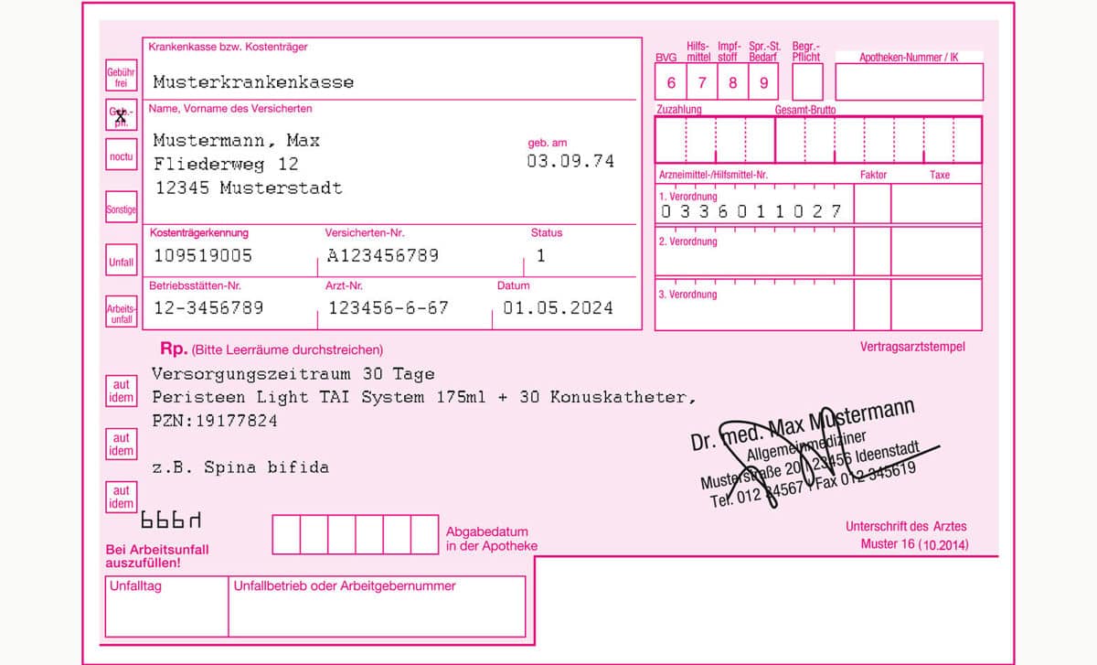 Rezeptvorlage und Verordnung