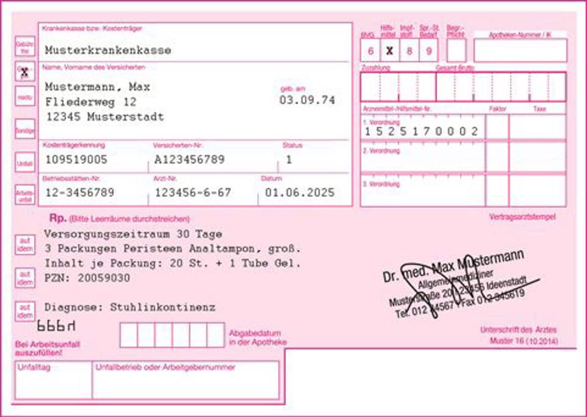 Verordnung des Peristeen® Analtampons