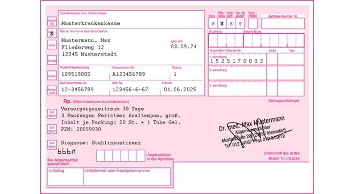 Verordnung des Peristeen® Analtampons